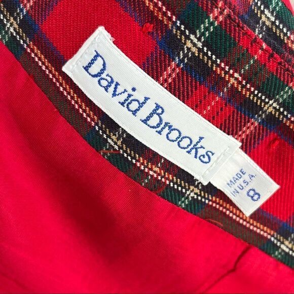 Vintage 80’s David Brooks Red Plaid Two Piece Shorts & Vest Set 8 - Picture 8 of 11